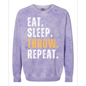 Eat Sleep Throw Repeat Retro Ultimate Frisbee Gift Colorblast Crewneck Sweatshirt