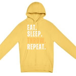 Eat Sleep Throw Repeat Retro Ultimate Frisbee Gift Premium Pullover Hoodie