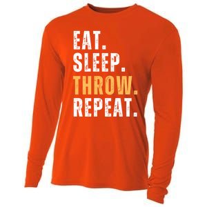 Eat Sleep Throw Repeat Retro Ultimate Frisbee Gift Cooling Performance Long Sleeve Crew