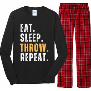 Eat Sleep Throw Repeat Retro Ultimate Frisbee Gift Long Sleeve Pajama Set