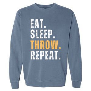 Eat Sleep Throw Repeat Retro Ultimate Frisbee Gift Garment-Dyed Sweatshirt