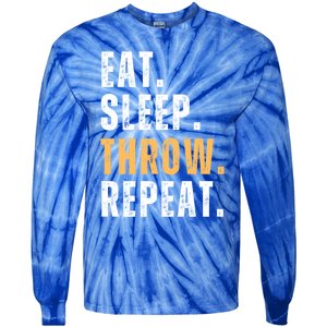 Eat Sleep Throw Repeat Retro Ultimate Frisbee Gift Tie-Dye Long Sleeve Shirt