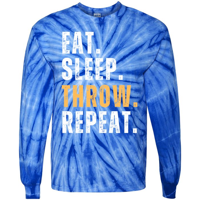 Eat Sleep Throw Repeat Retro Ultimate Frisbee Gift Tie-Dye Long Sleeve Shirt