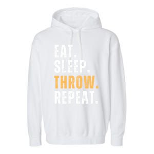 Eat Sleep Throw Repeat Retro Ultimate Frisbee Gift Garment-Dyed Fleece Hoodie