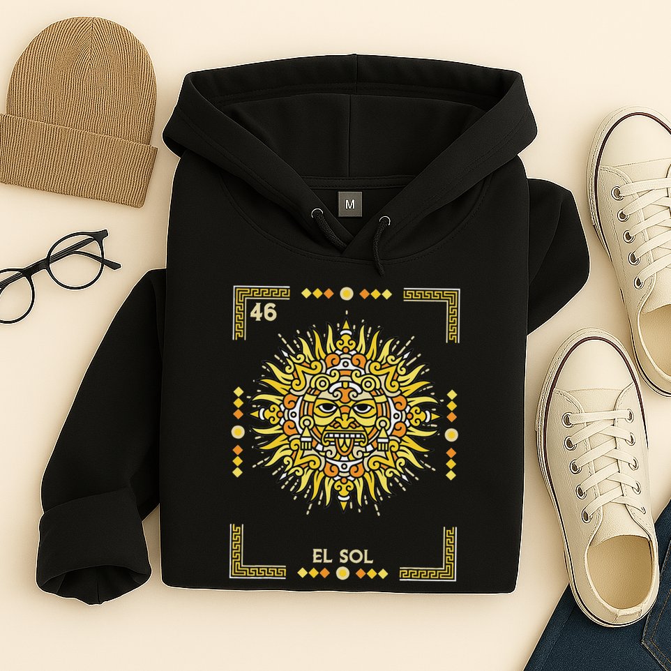 El Sol The Sun Card Mexican Lottery Card Hoodie