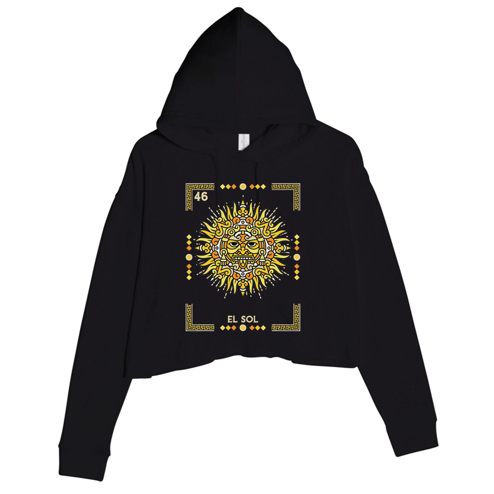 El Sol The Sun Card Mexican Lottery Card Crop Fleece Hoodie
