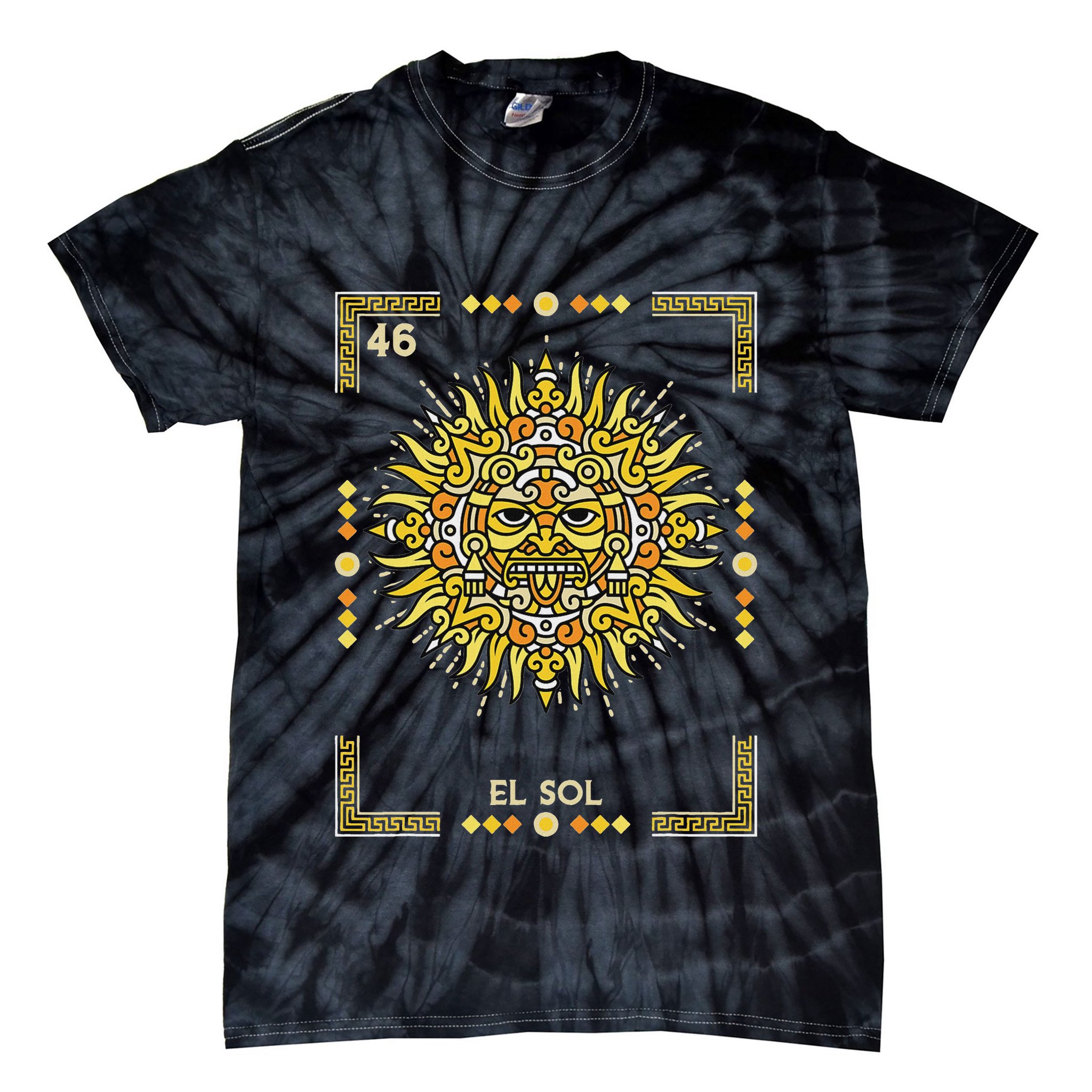 El Sol The Sun Card Mexican Lottery Card Tie-Dye T-Shirt