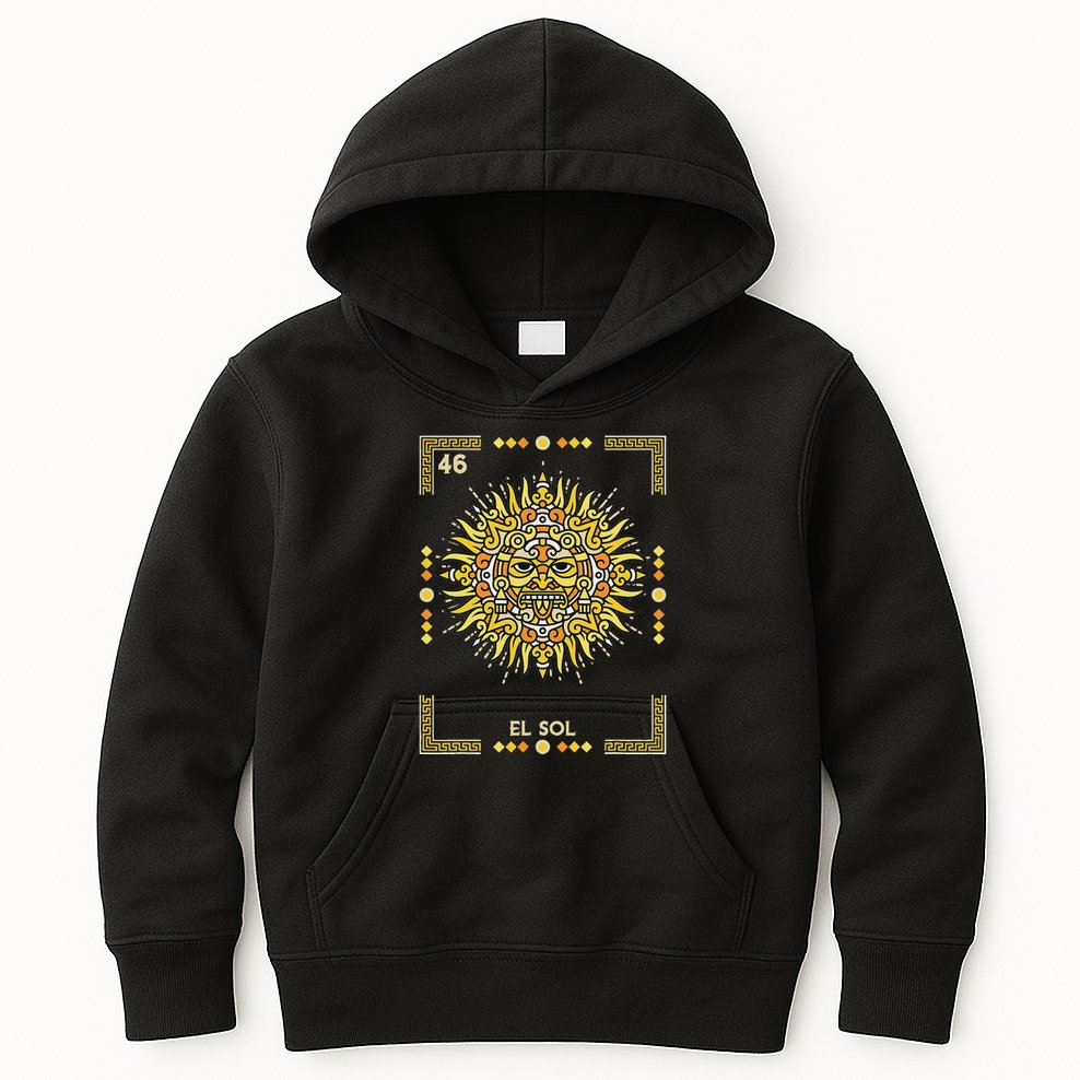 El Sol The Sun Card Mexican Lottery Card Kids Hoodie