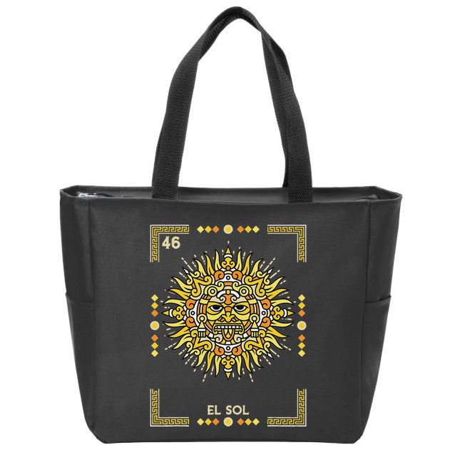 El Sol The Sun Card Mexican Lottery Card Zip Tote Bag