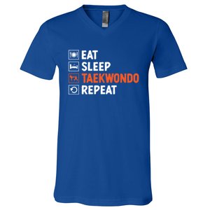 Eat Sleep Taekwondo Repeat Martial Arts Tkd Cool Gift V-Neck T-Shirt