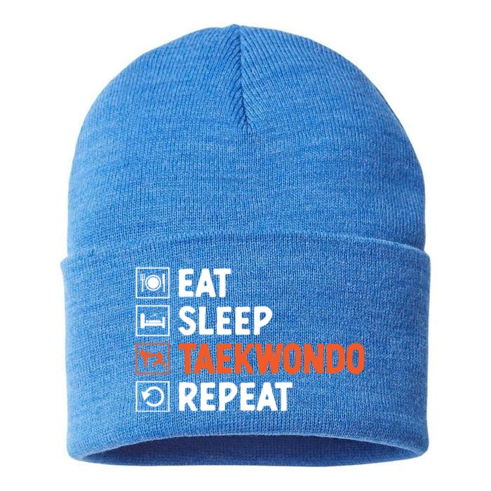 Eat Sleep Taekwondo Repeat Martial Arts Tkd Cool Gift Sustainable Knit Beanie