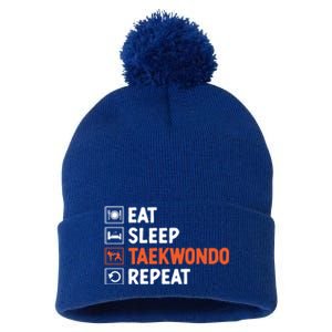 Eat Sleep Taekwondo Repeat Martial Arts Tkd Cool Gift Pom Pom 12in Knit Beanie