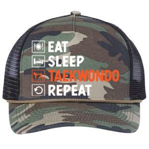 Eat Sleep Taekwondo Repeat Martial Arts Tkd Cool Gift Retro Rope Trucker Hat Cap