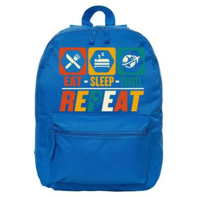 Eat Sleep Travel Repeat Great Gift Funny Adventure Traveling Traveler Gift 16 in Basic Backpack