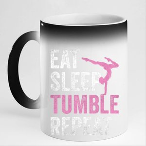 Eat Sleep Tumble Gymnast Outfit Funny Gymnastics Gift 11oz Black Color Changing Mug