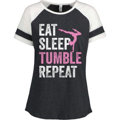 Eat Sleep Tumble Gymnast Outfit Funny Gymnastics Gift Enza Ladies Jersey Colorblock Tee