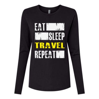 Eat Sleep Travel Repeat Gift Funny Traveler Meaningful Gift Womens Cotton Relaxed Long Sleeve T-Shirt