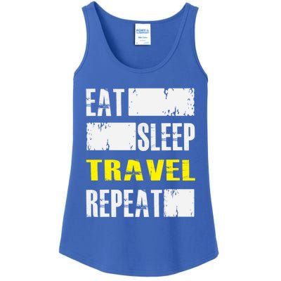 Eat Sleep Travel Repeat Gift Funny Traveler Meaningful Gift Ladies Essential Tank