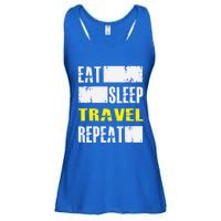 Eat Sleep Travel Repeat Gift Funny Traveler Meaningful Gift Ladies Essential Flowy Tank