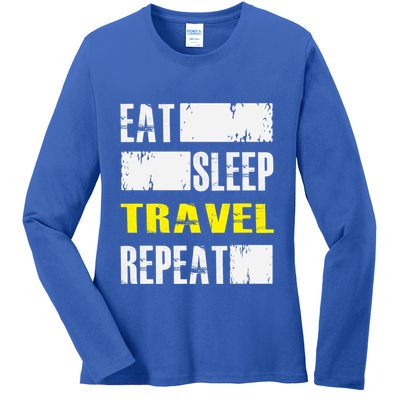 Eat Sleep Travel Repeat Gift Funny Traveler Meaningful Gift Ladies Long Sleeve Shirt