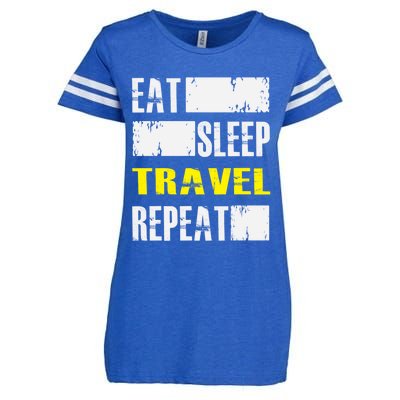 Eat Sleep Travel Repeat Gift Funny Traveler Meaningful Gift Enza Ladies Jersey Football T-Shirt