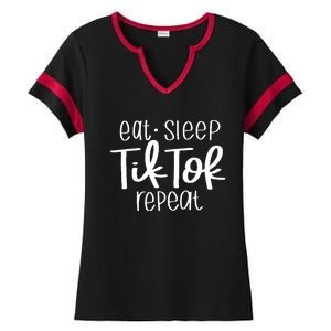 Eat Sleep Tiktok Repeat Ladies Halftime Notch Neck Tee