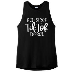 Eat Sleep Tiktok Repeat Ladies PosiCharge Tri-Blend Wicking Tank