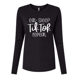 Eat Sleep Tiktok Repeat Womens Cotton Relaxed Long Sleeve T-Shirt