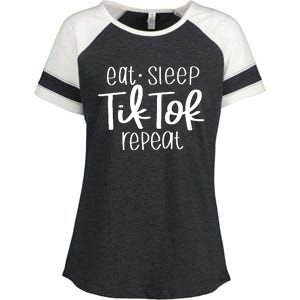 Eat Sleep Tiktok Repeat Enza Ladies Jersey Colorblock Tee