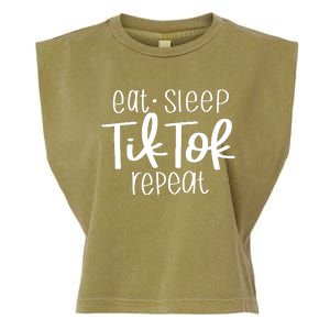 Eat Sleep Tiktok Repeat Garment-Dyed Women's Muscle Tee