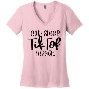 Eat Sleep Tiktok Repeat Women's V-Neck T-Shirt