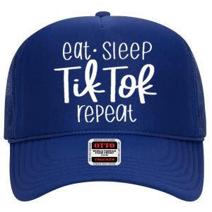 Eat Sleep Tiktok Repeat High Crown Mesh Back Trucker Hat