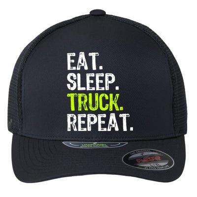 Eat Sleep Truck Repeat Trucker Driver Funny Flexfit Unipanel Trucker Cap