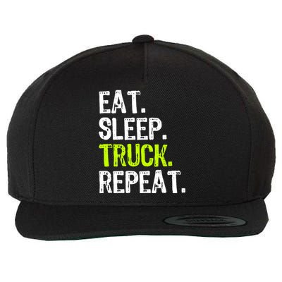 Eat Sleep Truck Repeat Trucker Driver Funny Wool Snapback Cap