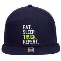 Eat Sleep Truck Repeat Trucker Driver Funny 7 Panel Mesh Trucker Snapback Hat