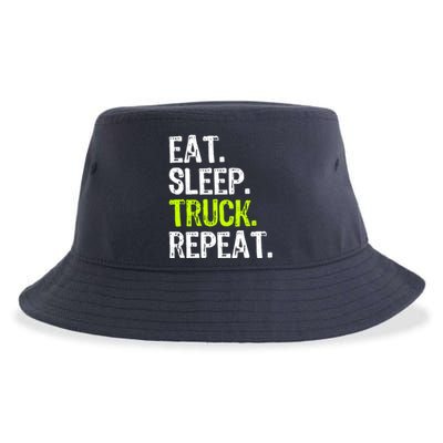 Eat Sleep Truck Repeat Trucker Driver Funny Sustainable Bucket Hat