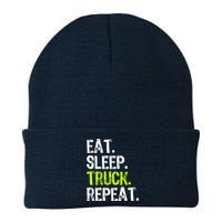 Eat Sleep Truck Repeat Trucker Driver Funny Knit Cap Winter Beanie