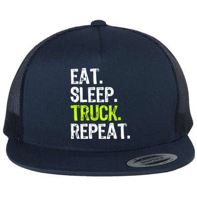 Eat Sleep Truck Repeat Trucker Driver Funny Flat Bill Trucker Hat