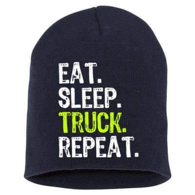 Eat Sleep Truck Repeat Trucker Driver Funny Short Acrylic Beanie