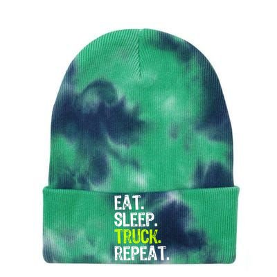 Eat Sleep Truck Repeat Trucker Driver Funny Tie Dye 12in Knit Beanie