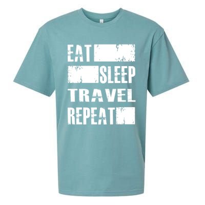 Eat Sleep Travel Repeat Funny Gift Funny Traveler Gift Sueded Cloud Jersey T-Shirt