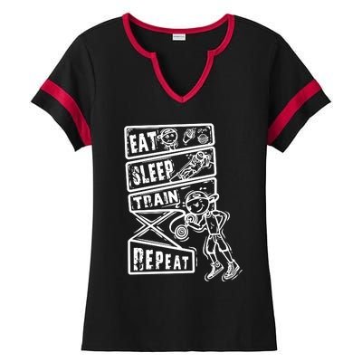 Eat Sleep Train Repeat Ladies Halftime Notch Neck Tee