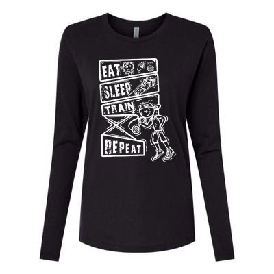 Eat Sleep Train Repeat Womens Cotton Relaxed Long Sleeve T-Shirt