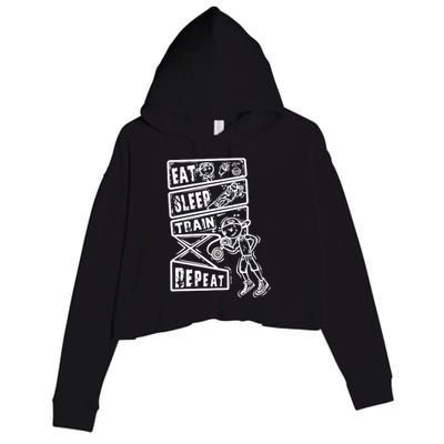 Eat Sleep Train Repeat Crop Fleece Hoodie