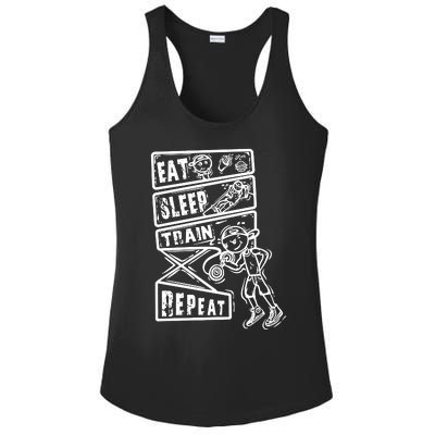 Eat Sleep Train Repeat Ladies PosiCharge Competitor Racerback Tank