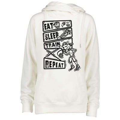 Eat Sleep Train Repeat Womens Funnel Neck Pullover Hood