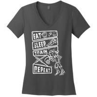 Eat Sleep Train Repeat Women's V-Neck T-Shirt