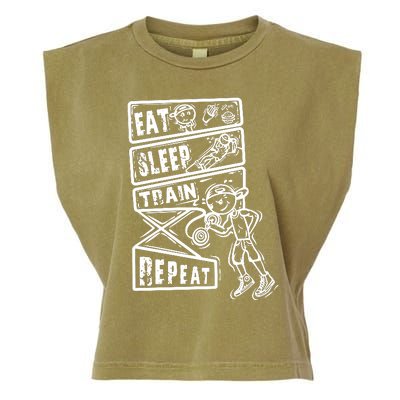 Eat Sleep Train Repeat Garment-Dyed Women's Muscle Tee