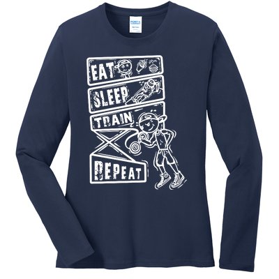 Eat Sleep Train Repeat Ladies Long Sleeve Shirt