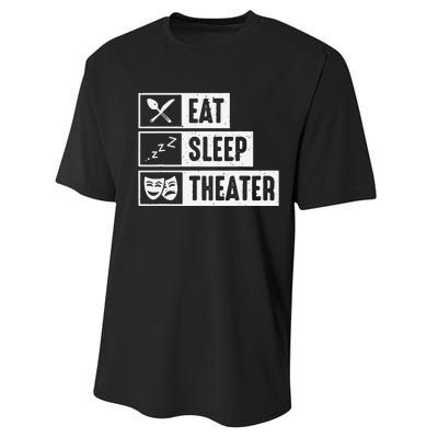 Eat Sleep Theater Musical Broadway Funny Actors Novelty Performance Sprint T-Shirt